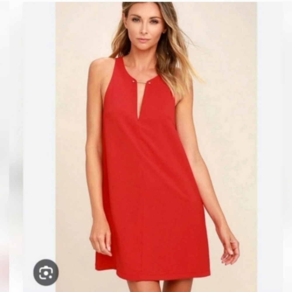 Lulus Near Or Bar Red Shift Dress